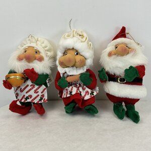 Vintage Santas Best Rennoc Santakins Christmas Elf Gnome Ornaments Set Of 3